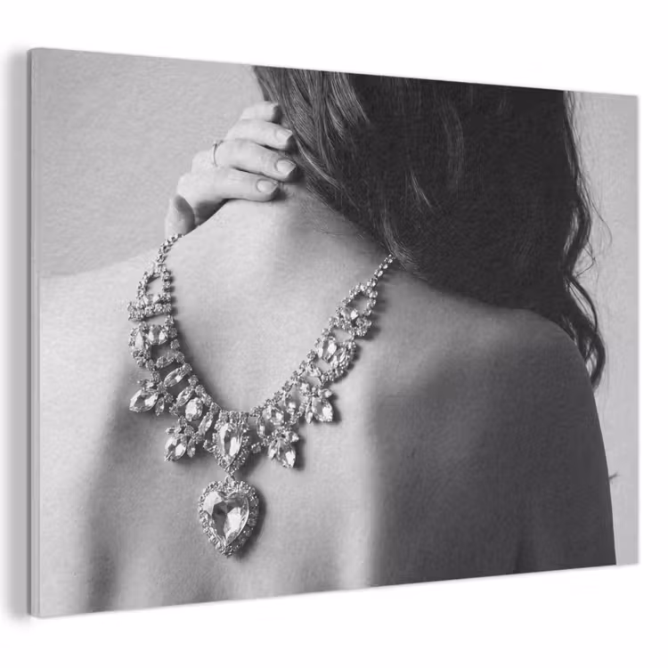 Vrouw - Ketting - Fashion - Zwart - Wit PET vilt klein -3d