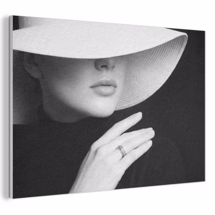 Vrouw - Hoed - Hand - Zwart - Wit - Klassiek PET vilt klein -3d