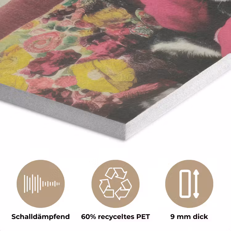 Vrouw - Kat - Bloemen - Kopje - Retro PET vilt klein -closeup_DE