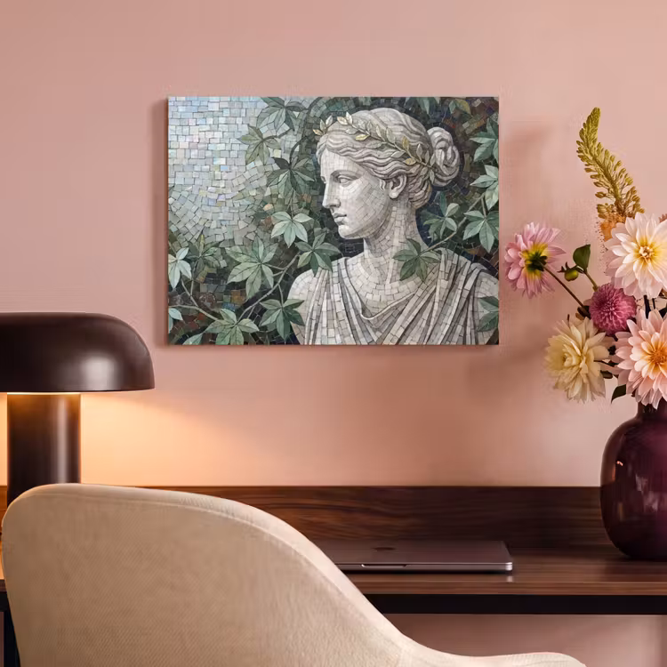 Vrouw - Klassiek - Mozaiëk - Natuur - Groen PET vilt klein -sfeer3
