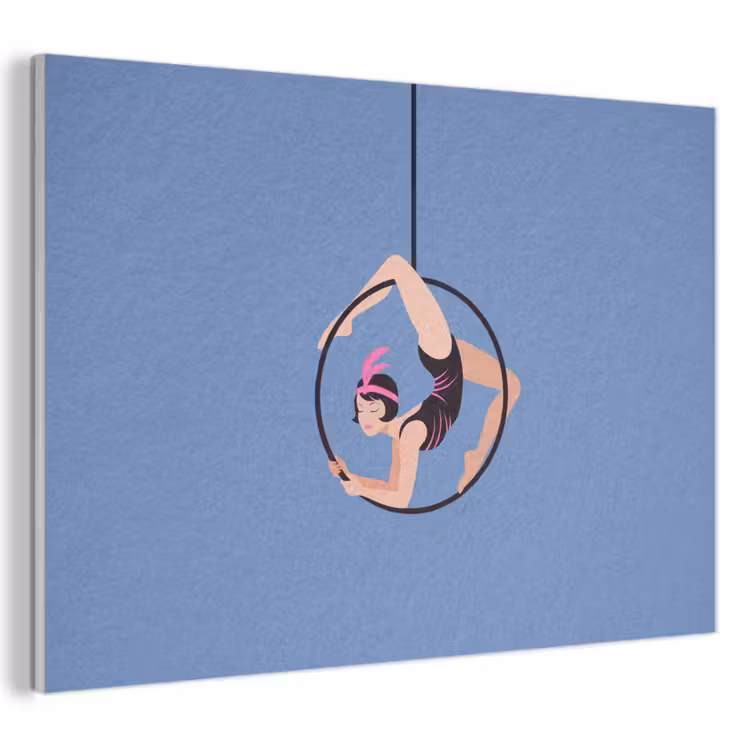 Vrouw - Aerial hoop - Art deco - Illustratie - Blauw PET vilt klein -3d
