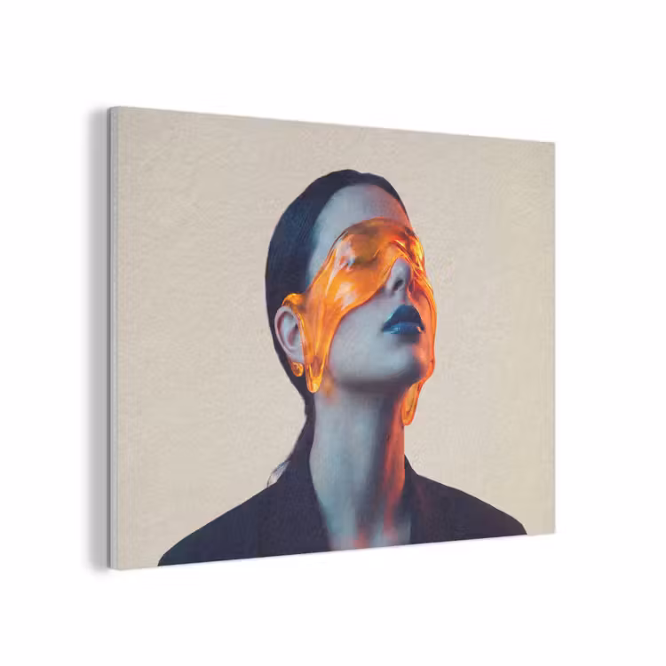 Vrouw - Oranje - Abstract - Modern - Kleurrijk PET vilt klein -3d