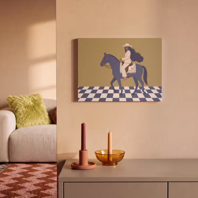 Vrouw - Paard - Rijden - Modern - Abstract PET vilt klein -sfeer1