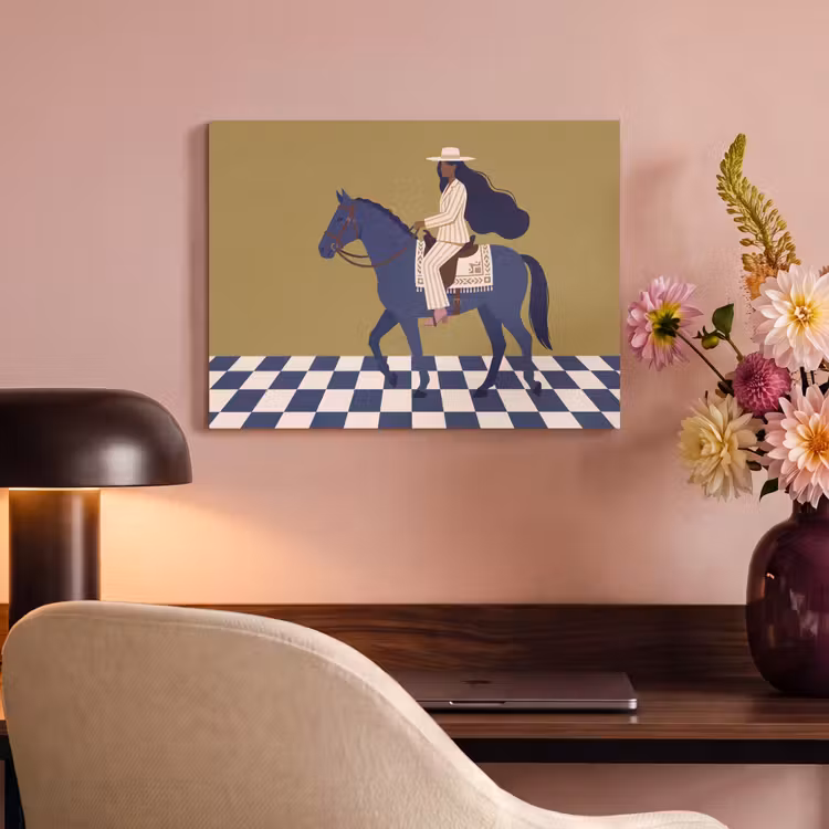 Vrouw - Paard - Rijden - Modern - Abstract PET vilt klein -sfeer3