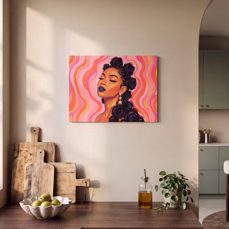 Vrouw - Portret - Abstract - Kleurrijk - Roze PET vilt klein -sfeer2