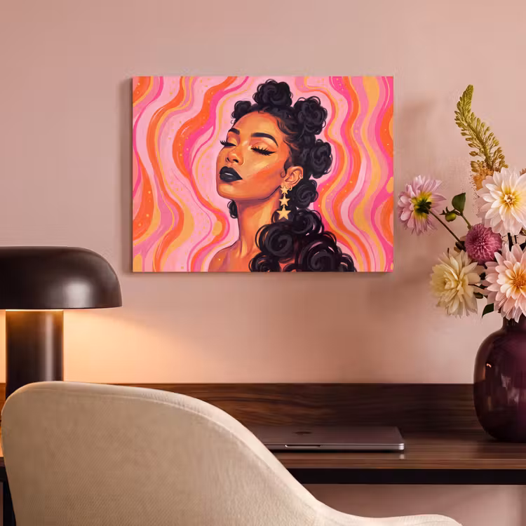 Vrouw - Portret - Abstract - Kleurrijk - Roze PET vilt klein -sfeer3