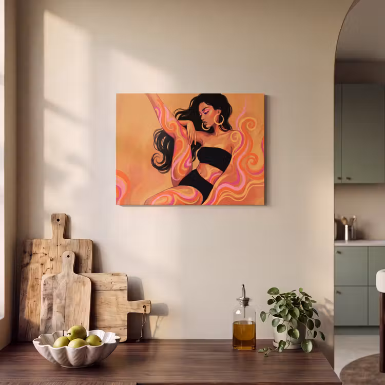 Vrouw - Portret - Abstract - Modern - Kleurrijk PET vilt klein -sfeer2