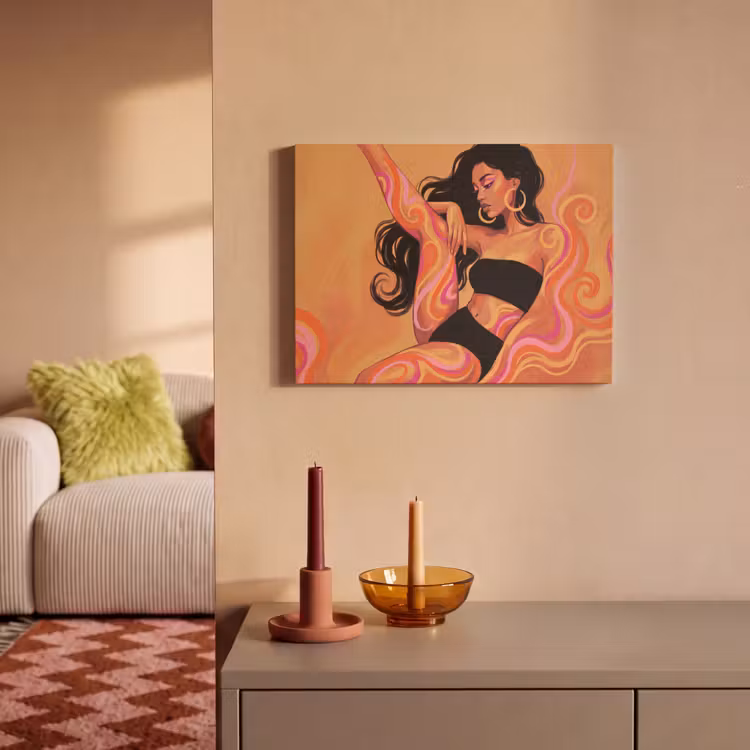 Vrouw - Portret - Abstract - Modern - Kleurrijk PET vilt klein -sfeer1