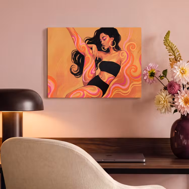 Vrouw - Portret - Abstract - Modern - Kleurrijk PET vilt klein -sfeer3