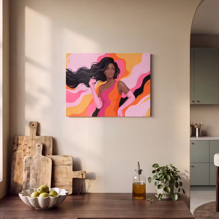 Vrouw - Portret - Kleurrijk - Modern - Kunst PET vilt klein -sfeer2