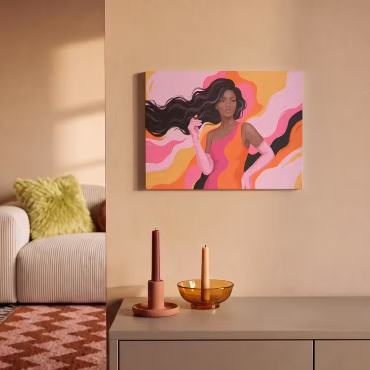 Vrouw - Portret - Kleurrijk - Modern - Kunst PET vilt klein -sfeer1