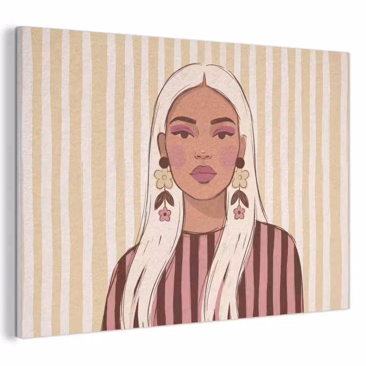 Vrouw - Portret - Illustratie - Modern - Roze PET vilt klein -3d