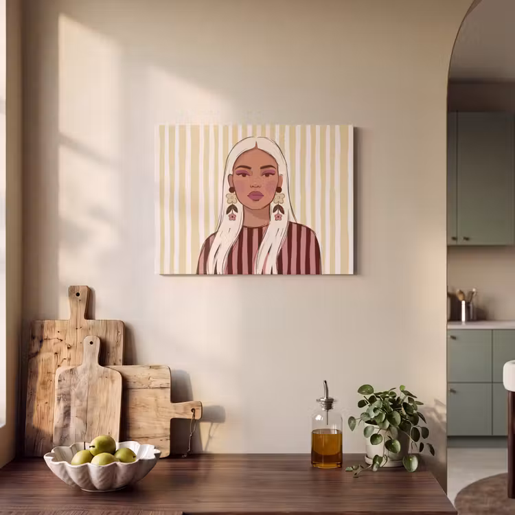 Vrouw - Portret - Illustratie - Modern - Roze PET vilt klein -sfeer2