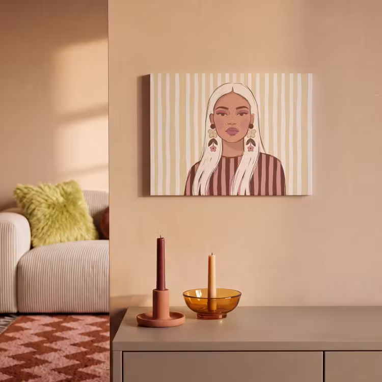Vrouw - Portret - Illustratie - Modern - Roze PET vilt klein -sfeer1