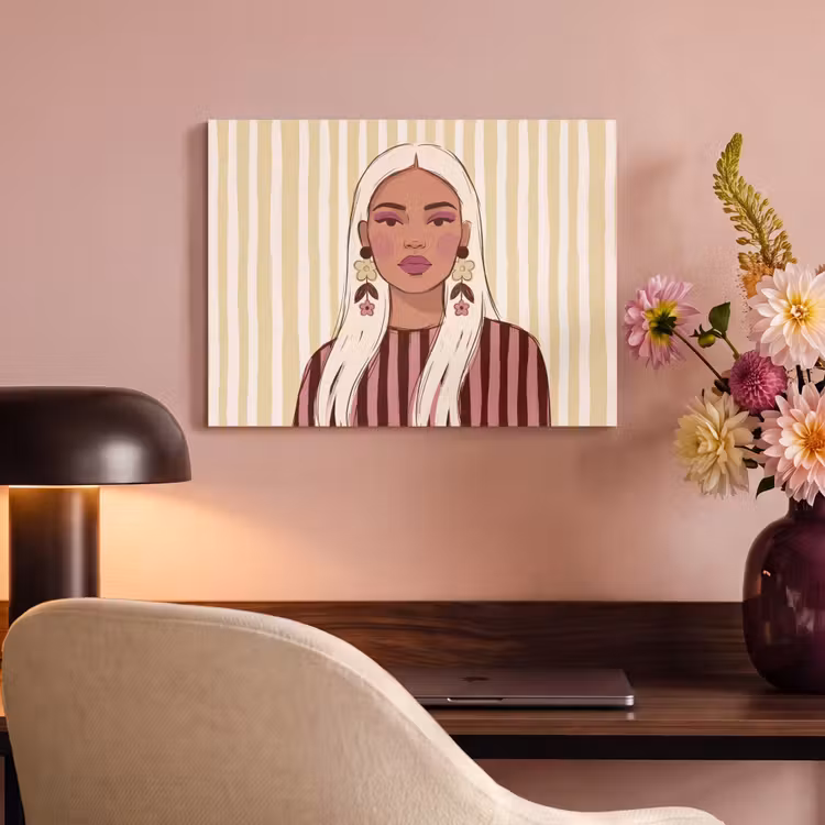 Vrouw - Portret - Illustratie - Modern - Roze PET vilt klein -sfeer3