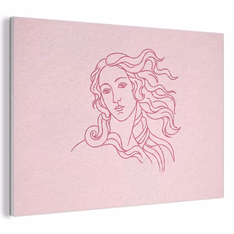Vrouw - Portret - Klassiek - Line-art - Roze PET vilt klein -3d