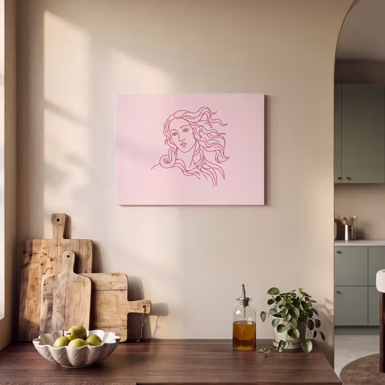 Vrouw - Portret - Klassiek - Line-art - Roze PET vilt klein -sfeer2