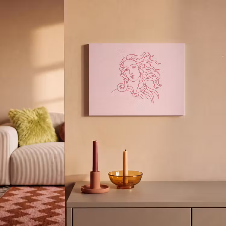 Vrouw - Portret - Klassiek - Line-art - Roze PET vilt klein -sfeer1