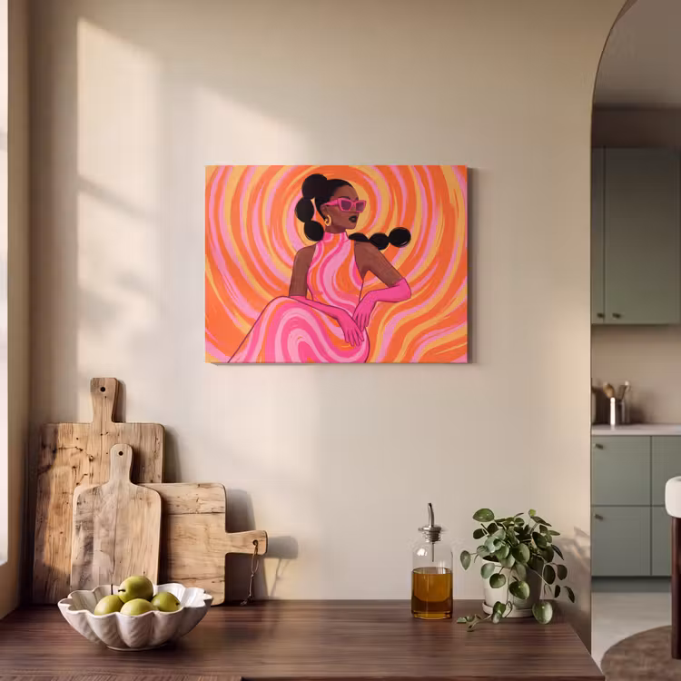 Vrouw - Portret - Kunst - Abstract - Roze PET vilt klein -sfeer2