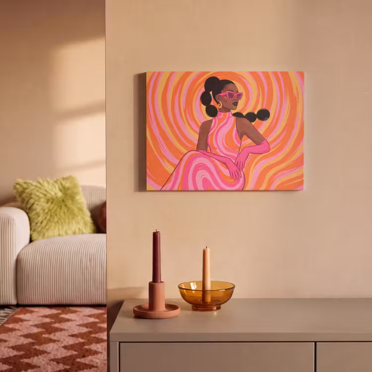 Vrouw - Portret - Kunst - Abstract - Roze PET vilt klein -sfeer1