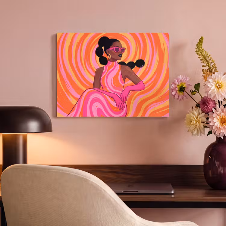Vrouw - Portret - Kunst - Abstract - Roze PET vilt klein -sfeer3