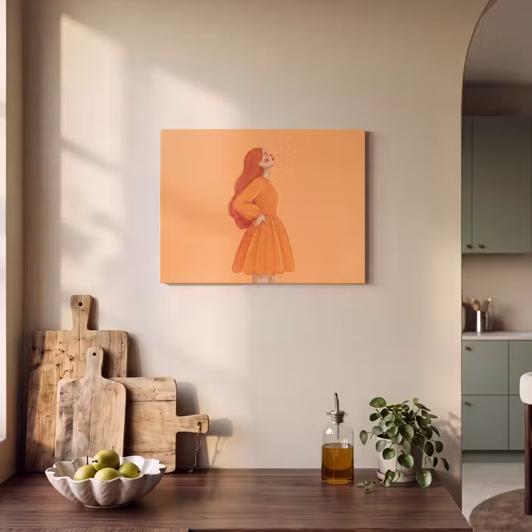 Vrouw - Profiel - Mensen - Modern - Oranje PET vilt klein -sfeer2