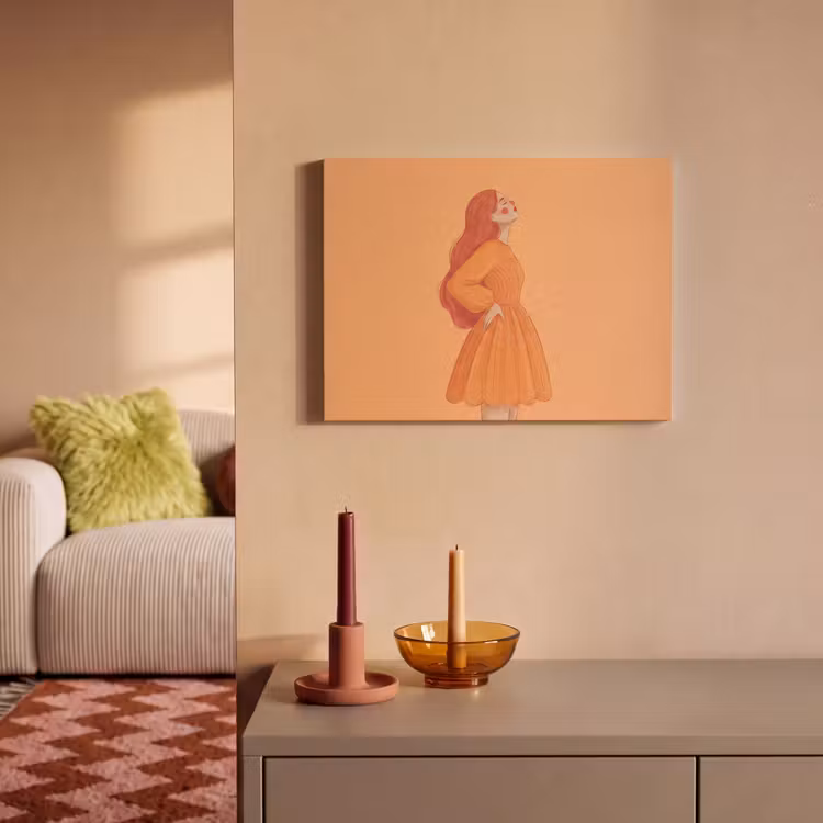 Vrouw - Profiel - Mensen - Modern - Oranje PET vilt klein -sfeer1