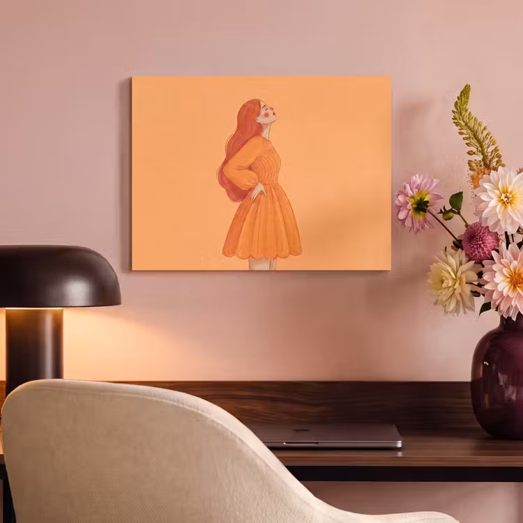 Vrouw - Profiel - Mensen - Modern - Oranje PET vilt klein -sfeer3