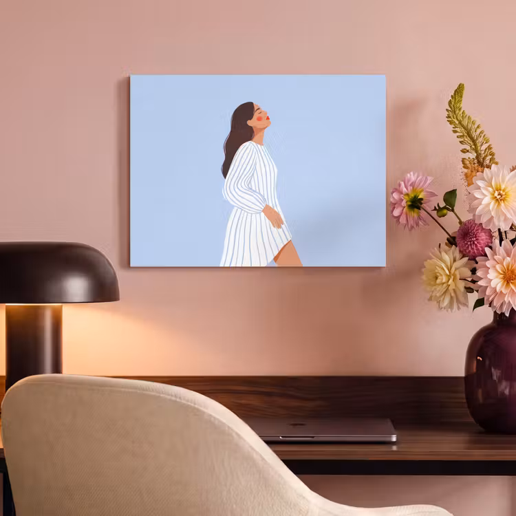 Vrouw - Profiel - Rust - Modern - Illustratie PET vilt klein -sfeer3