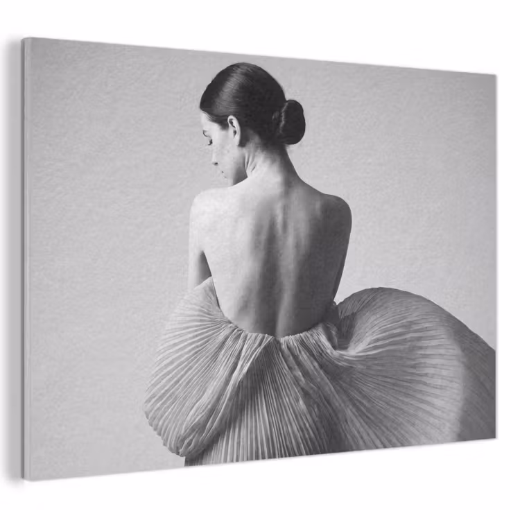 Vrouw - Rug - Textuur - Zwart - Wit - Elegant PET vilt klein -3d