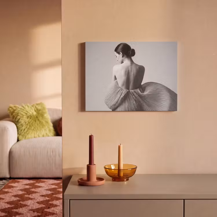 Vrouw - Rug - Textuur - Zwart - Wit - Elegant PET vilt klein -sfeer1