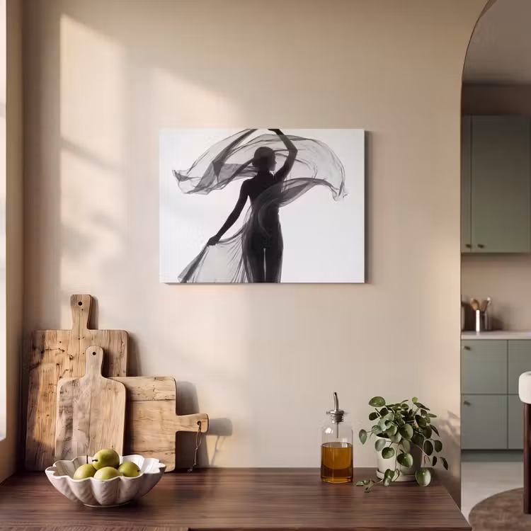 Vrouw - Sluier - Portret - Zwart - Wit - Artistiek PET vilt klein -sfeer2