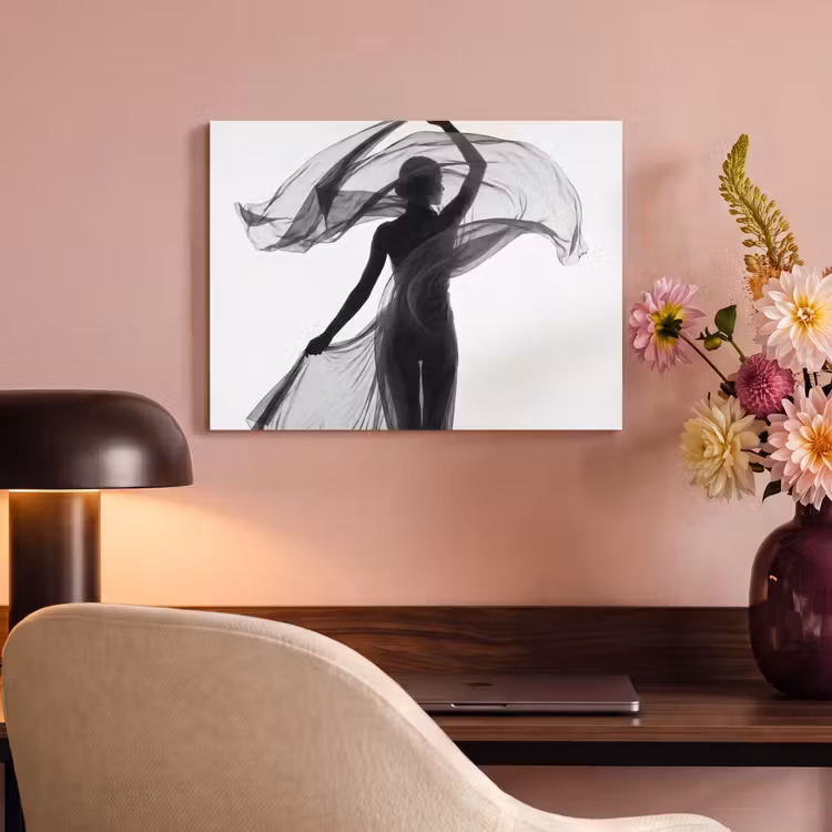 Vrouw - Sluier - Portret - Zwart - Wit - Artistiek PET vilt klein -sfeer3