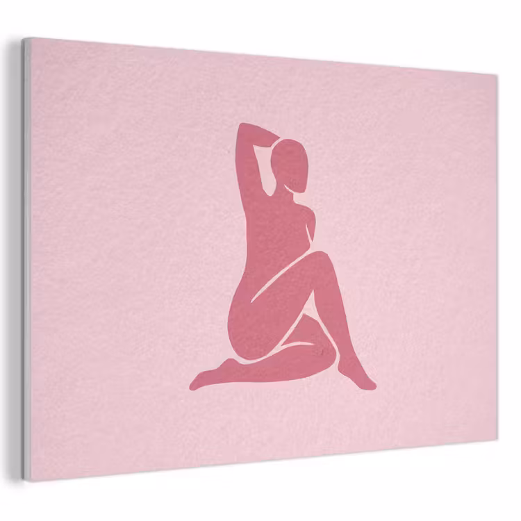 Vrouw - Silhouet - Abstract - Modern - Roze PET vilt klein -3d