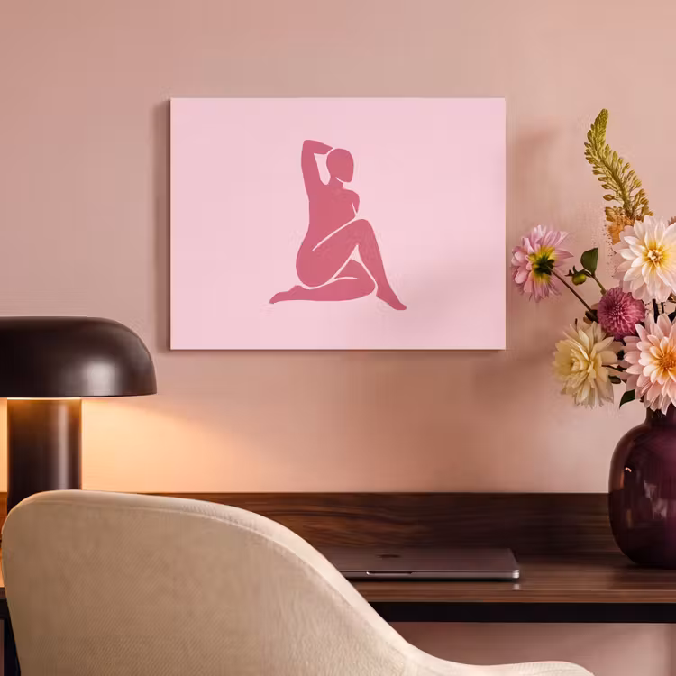 Vrouw - Silhouet - Abstract - Modern - Roze PET vilt klein -sfeer3