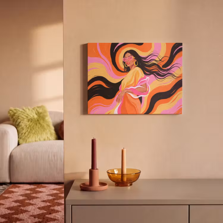 Vrouw - Zonnebril - Abstract - Kleurrijk PET vilt klein -sfeer1