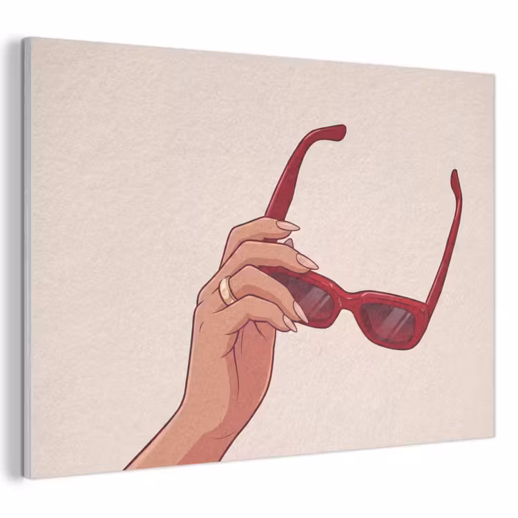 Vrouw - Zonnebril - Mode - Rood - Illustratie PET vilt klein -3d