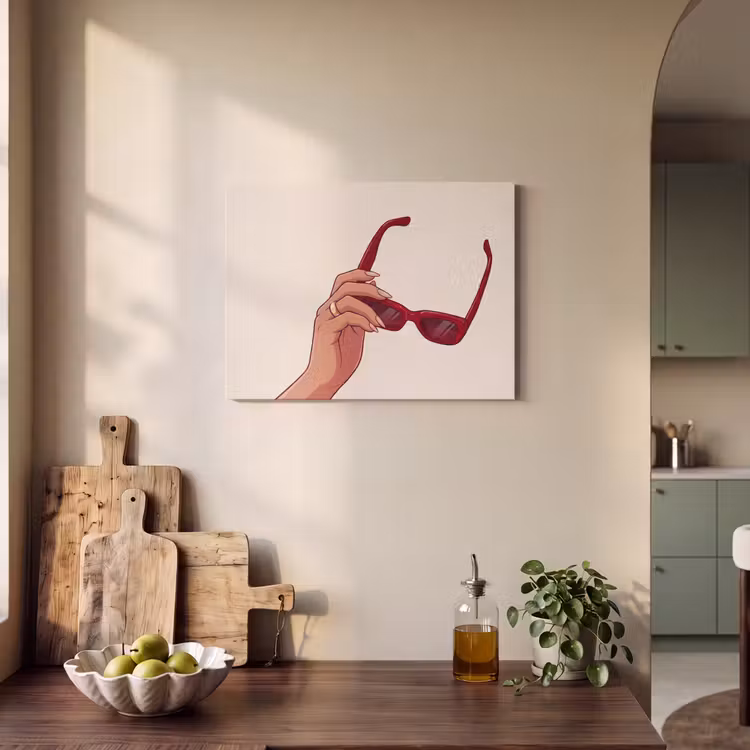 Vrouw - Zonnebril - Mode - Rood - Illustratie PET vilt klein -sfeer2