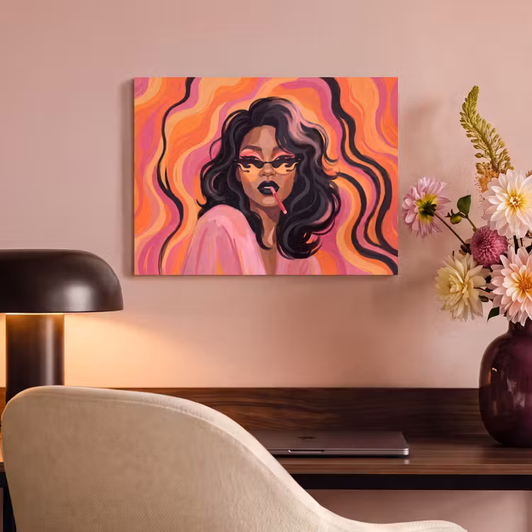 Vrouw - Zonnebril - Modern - Portret - Oranje PET vilt klein -sfeer3