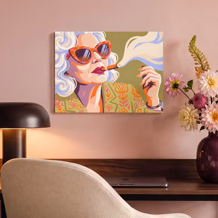 Vrouw - Zonnebril - Portret - Modern - Kleurrijk PET vilt klein -sfeer3