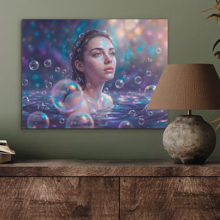 Vrouw - Water - Portret - Kleurrijk - Modern PET vilt klein -sfeer2