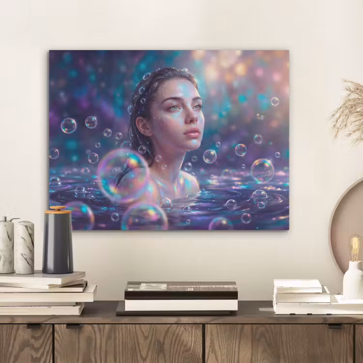 Vrouw - Water - Portret - Kleurrijk - Modern PET vilt klein -sfeer1