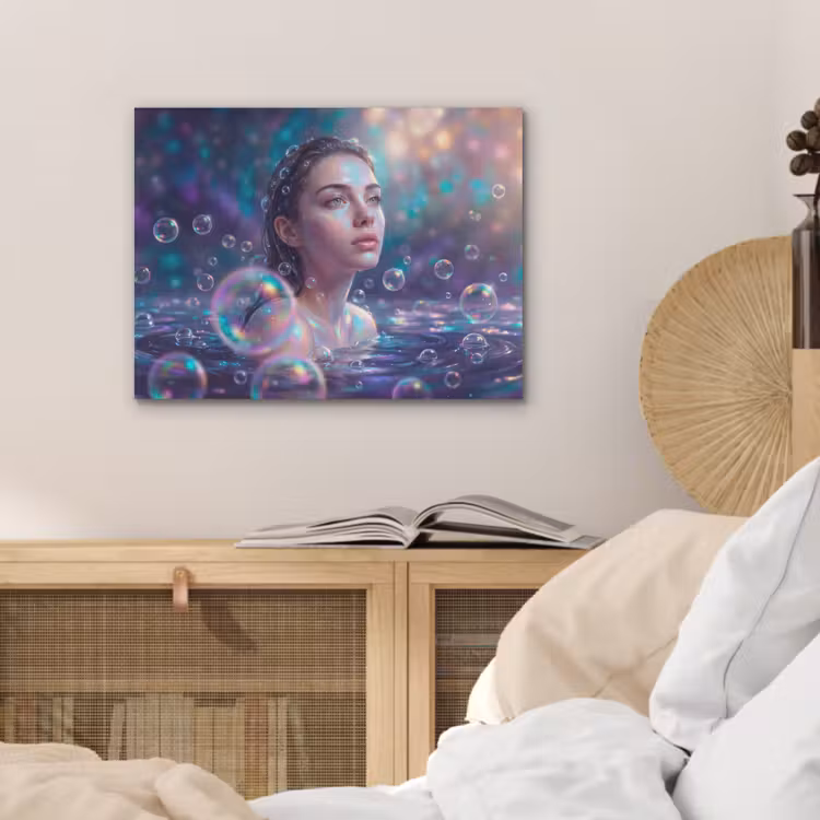 Vrouw - Water - Portret - Kleurrijk - Modern PET vilt klein -sfeer3