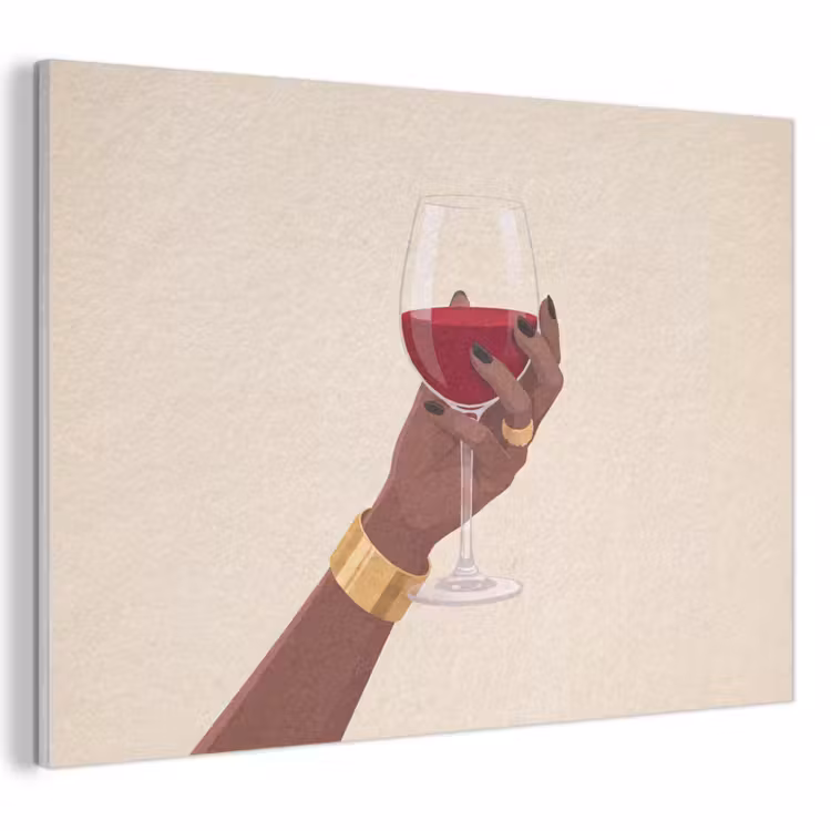 Vrouw - Wijn - Glas - Illustratie - Rood PET vilt klein -3d