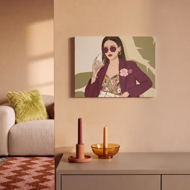 Vrouw - Wijn - Portret - Mode - Modern PET vilt klein -sfeer1