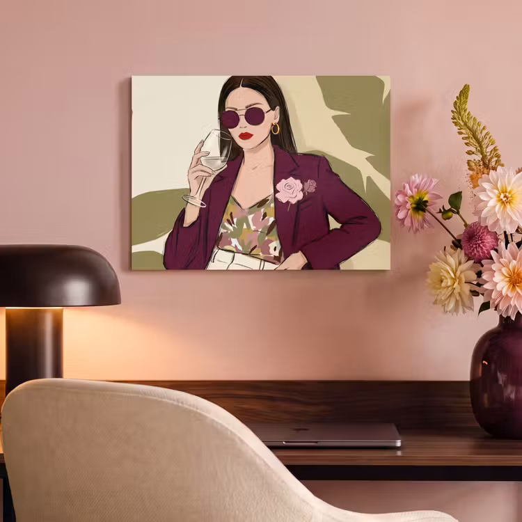 Vrouw - Wijn - Portret - Mode - Modern PET vilt klein -sfeer3