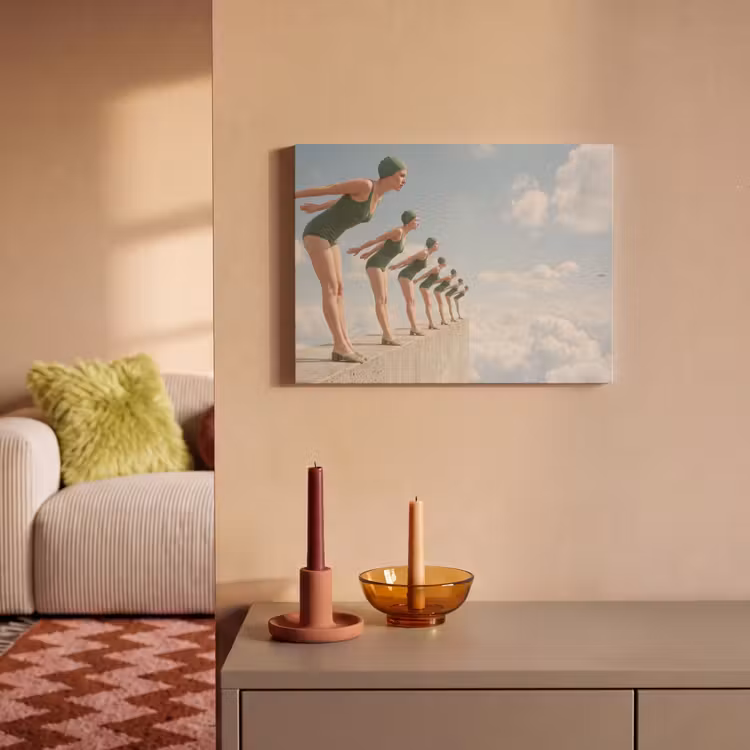 Akustikbild - Frauen – Tauchhaltung – Wolken - Vrouwen - Duikhouding - Wolken PET vilt klein