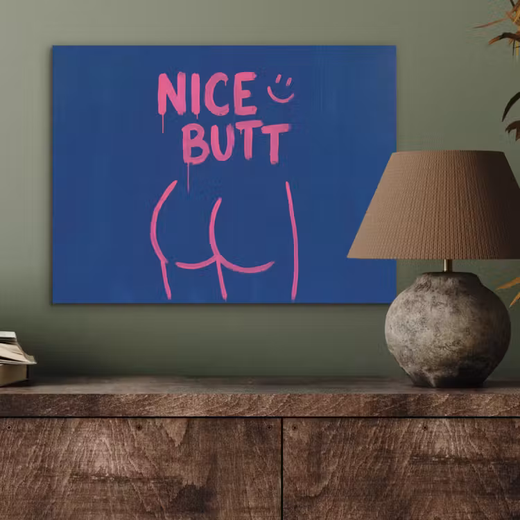 Brutaal - Grappig - Blauw PET vilt klein -sfeer2