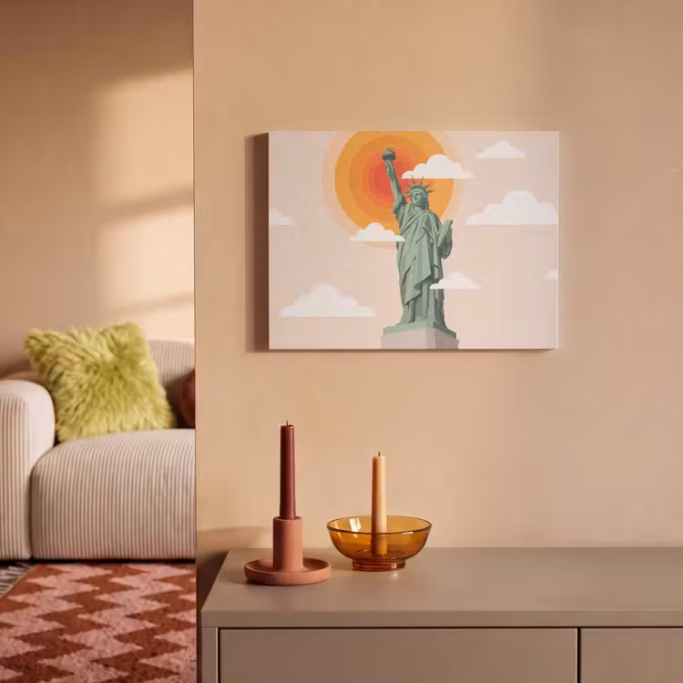 Vrijheidsbeeld - New York - Zon - Modern PET vilt klein -sfeer1