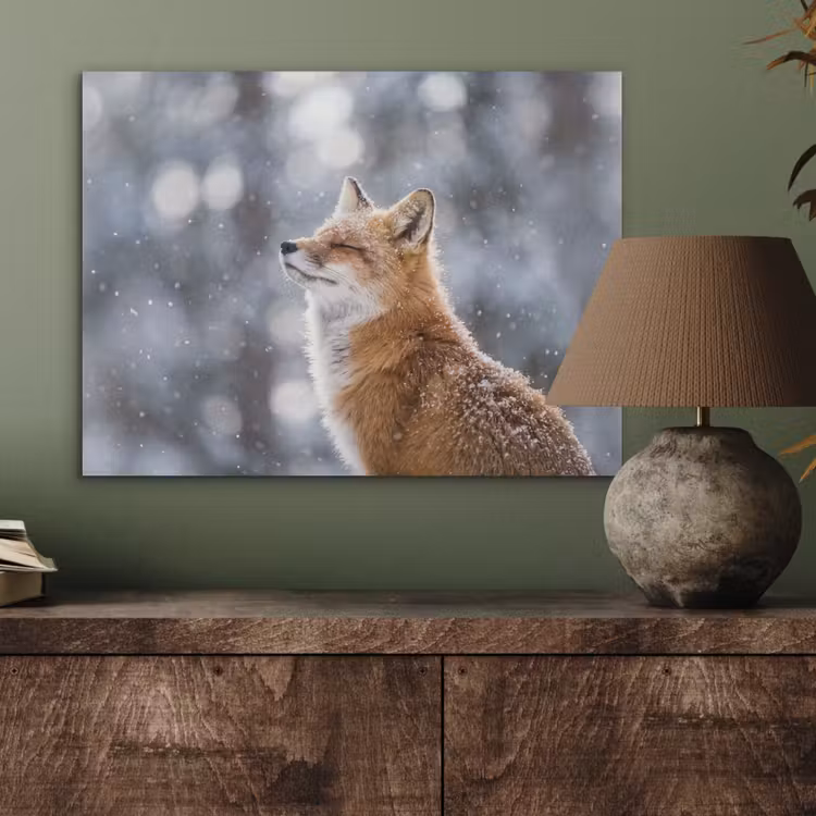 Vos - Sneeuwval - Portret - Winter - Sfeervol PET vilt klein -sfeer2